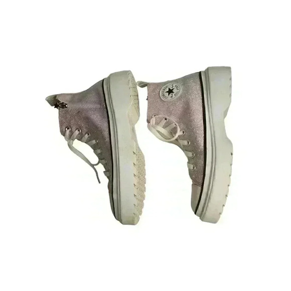 Converse Kids Size 5 Chuck Taylor All Star Lugged High Top Vapor Violet/White - Picture 7 of 10